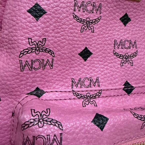MCM Pink Visetos Mini Backpack Gold Hardware Authentic main image 7
